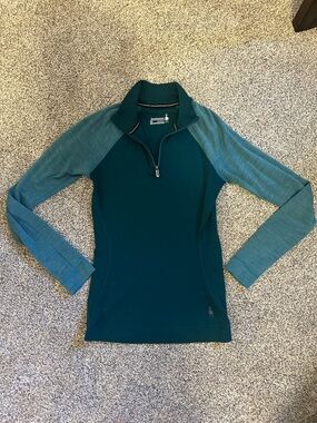 ✨ Smartwool Women's Teal Two-Tone Merino Half-Zip Base layer ✨